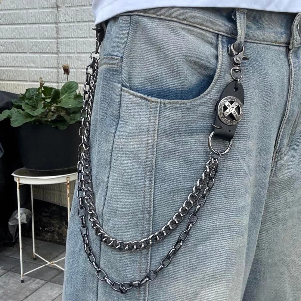 Silver Skull Double Wallet Chain